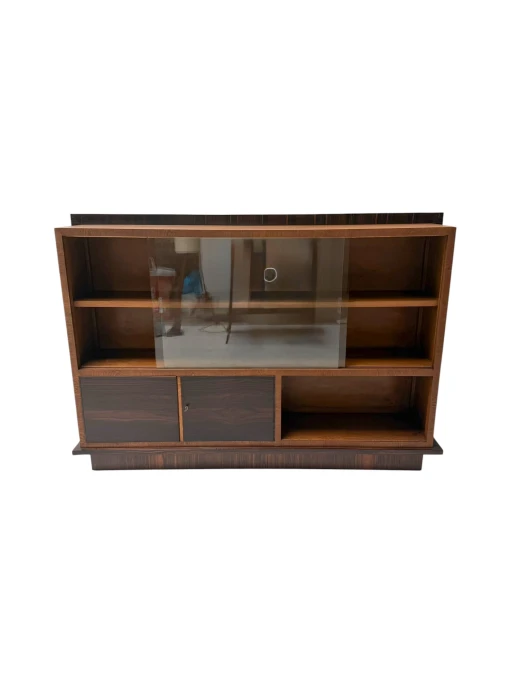 Art Deco Bookcase by Dutch Designer, Solid Oak & Macassar Ebony, 1930s